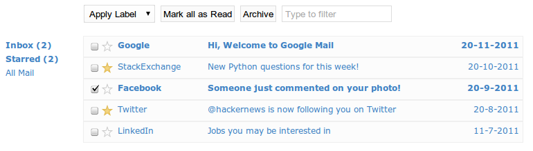 GMail like interface using backbone.js